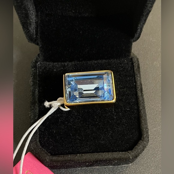 Christian Siriano 14k Gold Plated Ring in Light Blue Crystal Accent | Size 8 - Picture 8 of 14